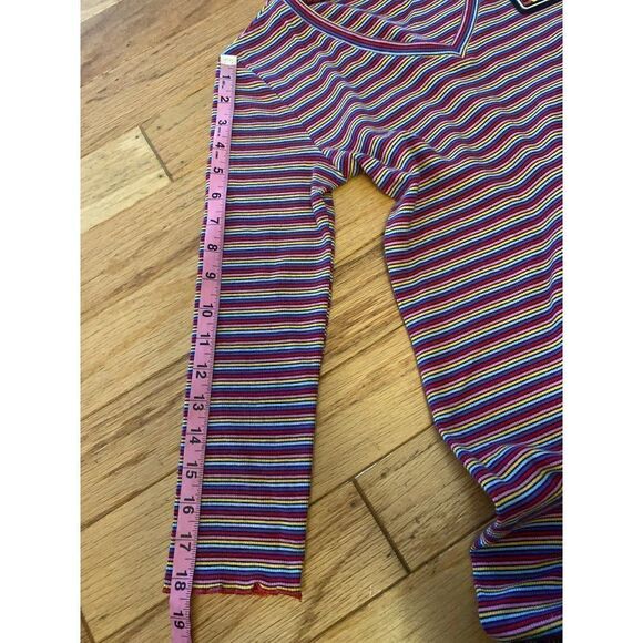 Juicy Couture womens retro Rainbow Striped Body-Con v-neck midi dress size small - Picture 7 of 10